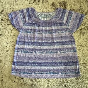 Croft & Barrow Purple and Blue Design Smocked Neckline Top size large